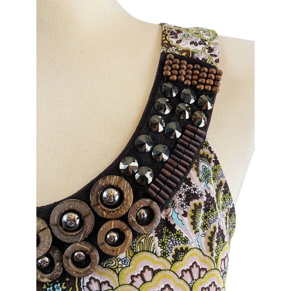 Size 10 Connected Apparel Women's Scoop Embellished Neckline Sheath Dress - Picture 3 of 16